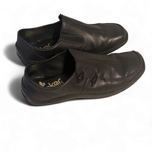 Rieker Celia Antistress Black Leather Slip On Loafers Women's EU42 Comfort Shoes